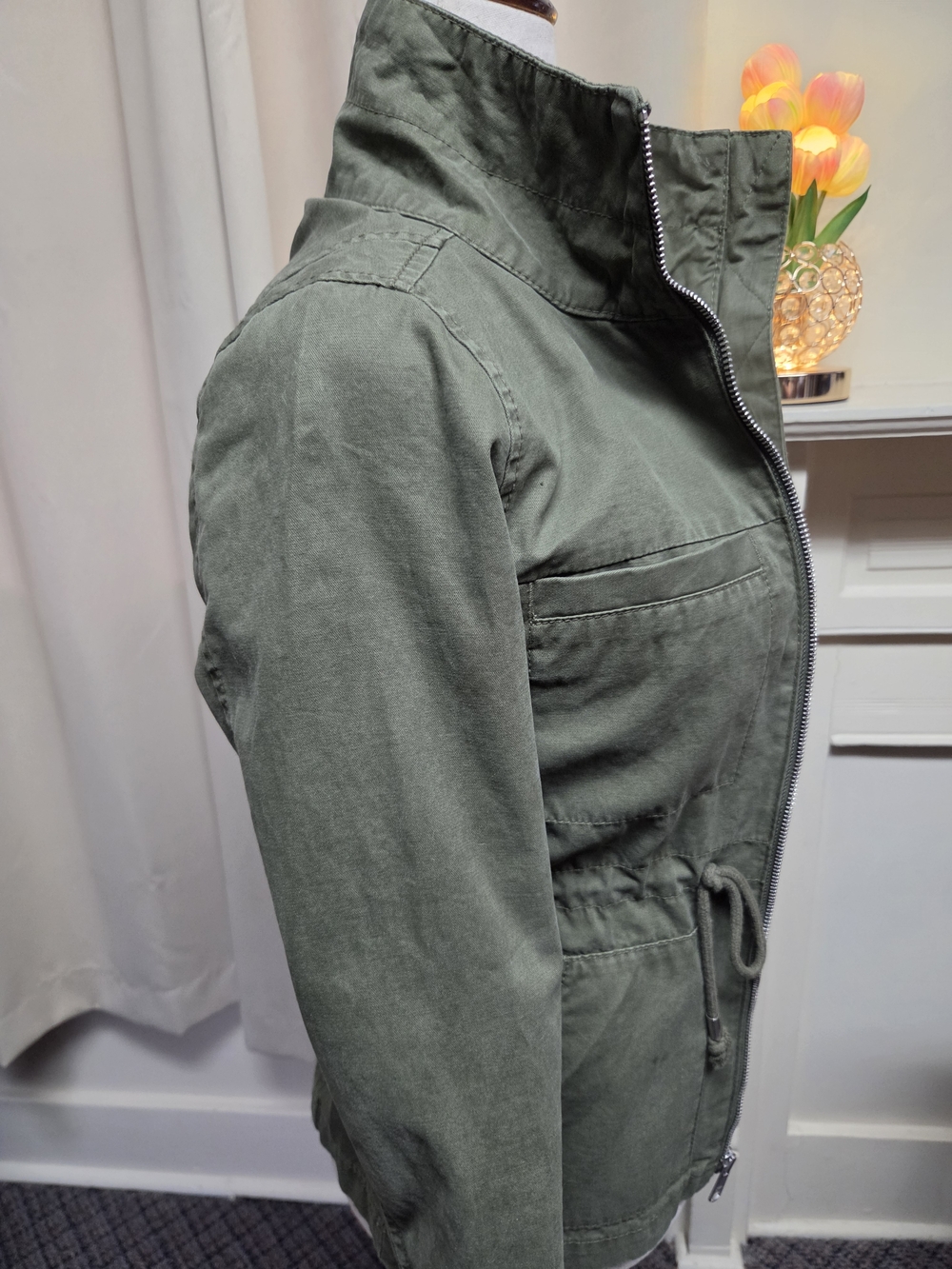 Old Navy Olive Utility Jacket - Drawstring Waist